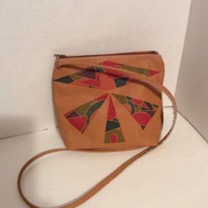 Full grain leather geometric crossbody bag